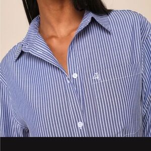 Blue Striped Button-Up Shirt